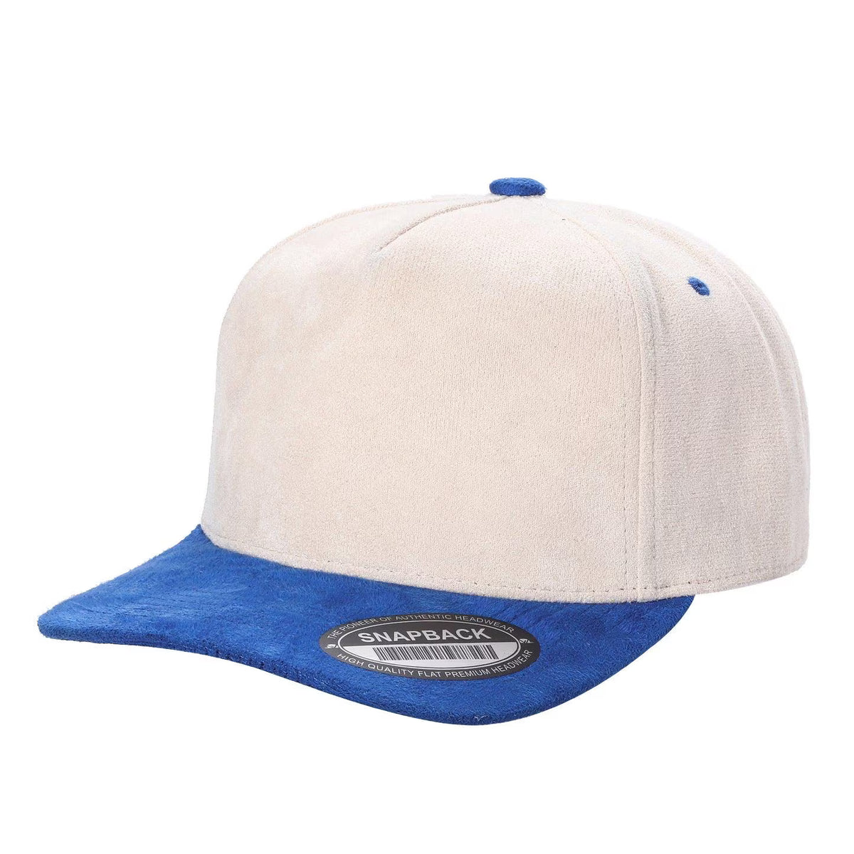 Two Tone Suede 5 Panel Snapback Hat – Unisex Blank Cap