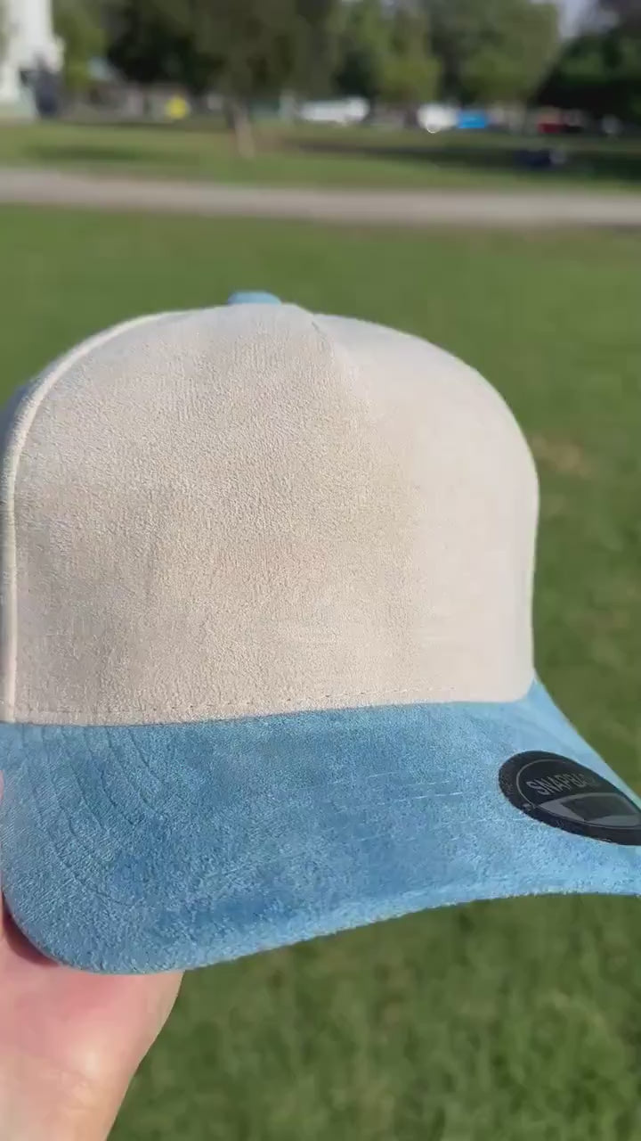 Two Tone Suede 5 Panel Snapback Hat – Unisex Blank Cap